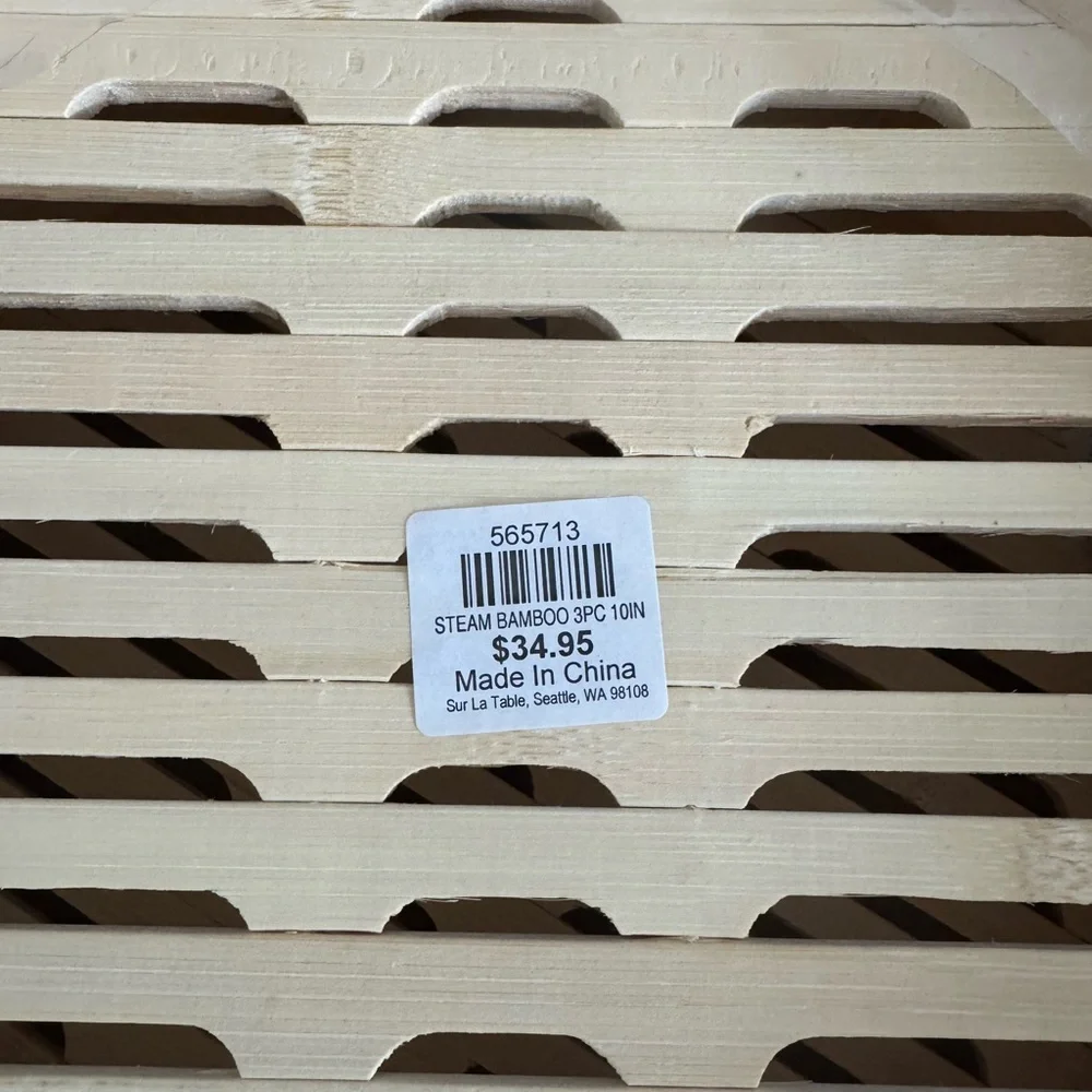 NEW Sur La Table Bamboo Steamer 3 pc 10” diameter